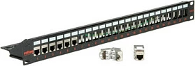 Patch panel Keystone 19" ROLINE, Cat.6/Cat.6a, 24 porta, STP, i zi