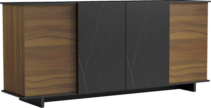 Bufe Zafore, ngjyrë arre me mermer të zi, 180x45x80cm