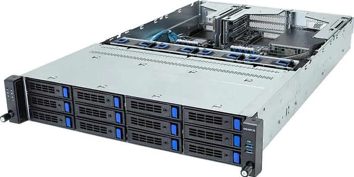 Server Gigabyte R263-S30-AAH2, Rack 2U, Intel Xeon Gen 4/5, 12x3.5"/2.5" hot-swap, 2x1300W, gri