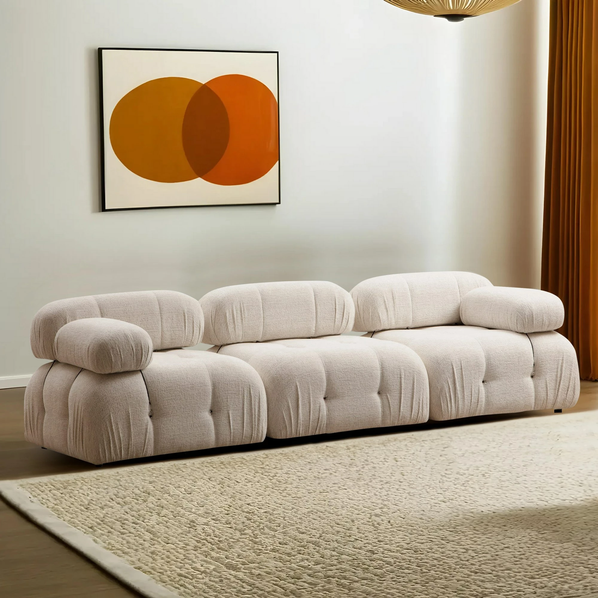 Kauç 3 vendësh Bubble, krem, Atelier del Sofa