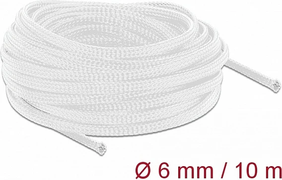 Mbështjellës i thurur kabllosh DeLOCK, 10 m, Ø6 mm, i bardhë