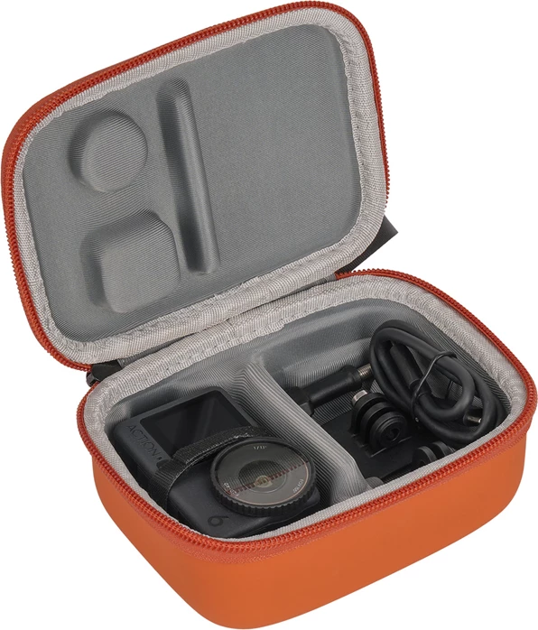Çantë mbrojtëse Sunnylife OA6-B131-C për DJI Osmo Action 6/5 Pro/4/3, portokalli, me karabiner