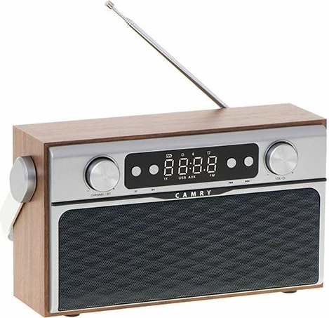 Radio portativ CAMRY CR1183 Bluetooth 5.0 FM USB AUX microSD me bateri 2600mAh, ngjyrë dru/kafe
