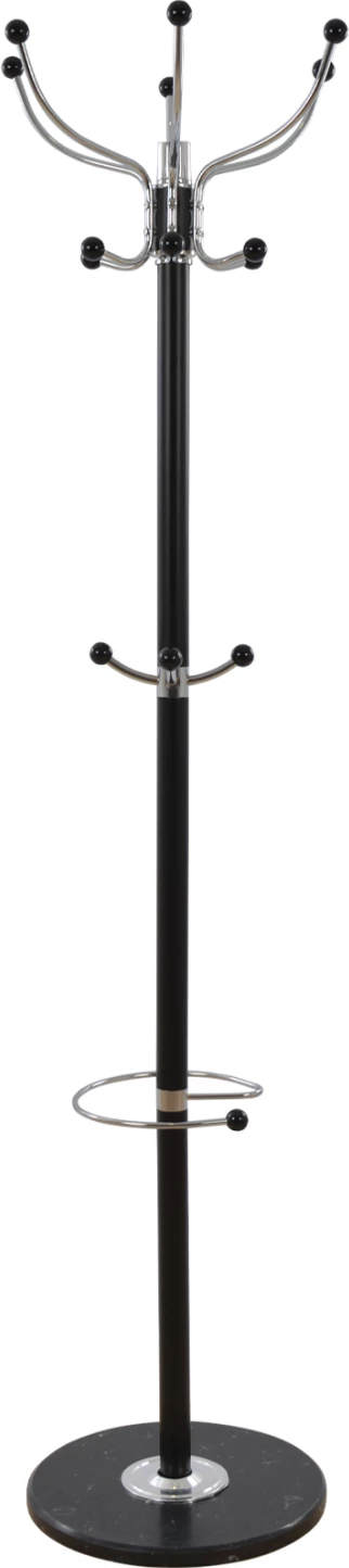 Stendë për kapela dhe pallto metalike JUDE FH0040.01 rrotulluese e zezë me bazë mermeri të zezë Φ37x170H cm