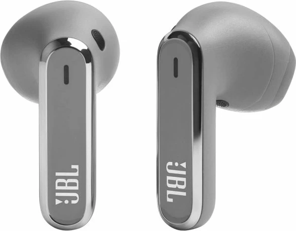 Kufje JBL Live Flex BT5.3, True Wireless, ANC, mikrofon, 40 orë, karikim pa kabllo, IP54, argjendta