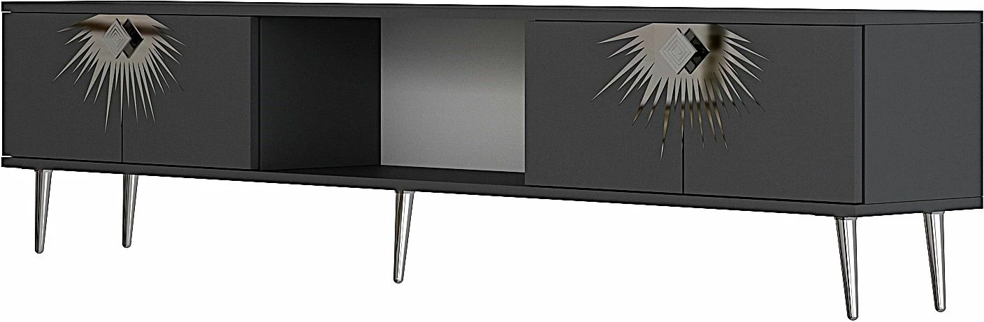 Komodë për TV Skye Decor, ngjyrë antracit, argjend