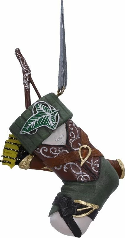 Ornament varëse çorape Krishtlindjesh NEMESIS NOW Lord of the Rings Legolas 8.8 cm, polyresin, në kuti dhurate, jeshile/kafe