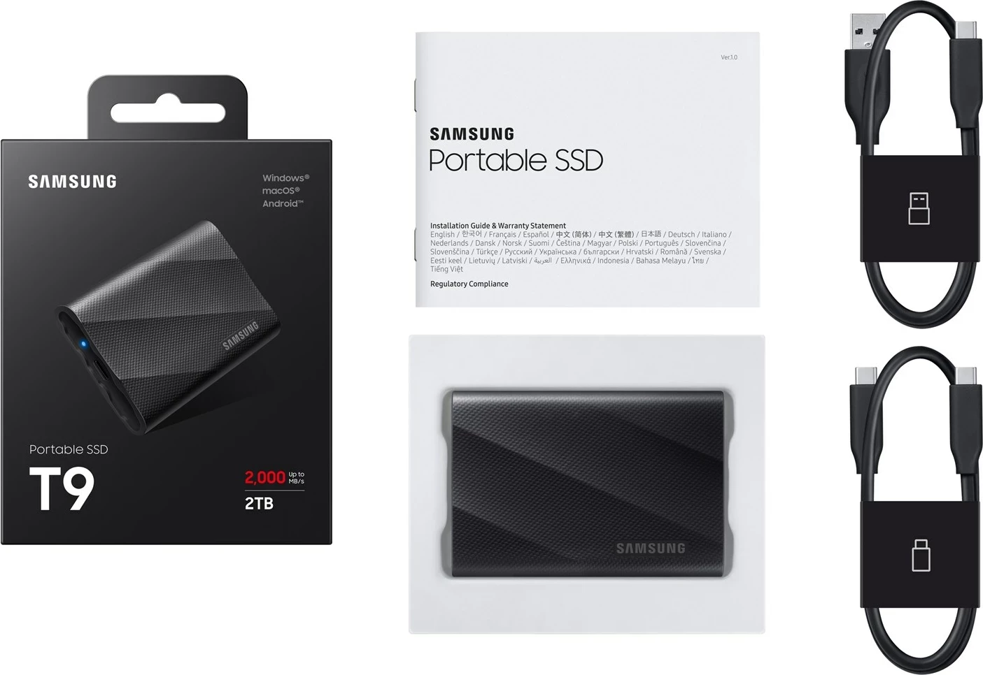 SSD portabël Samsung MU-PG2T0B 2TB, USB Type-C 3.2 Gen 2, Zi