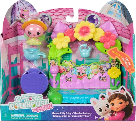 Gabby's Dollhouse Queen Kitty Fairy's Garden Balcony Playset The Movie