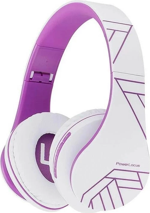 Kufje PowerLocus P2, Bluetooth 5.3, microSD, Radio FM, me mikrofon, të palosshme, bardhë/vjollcë