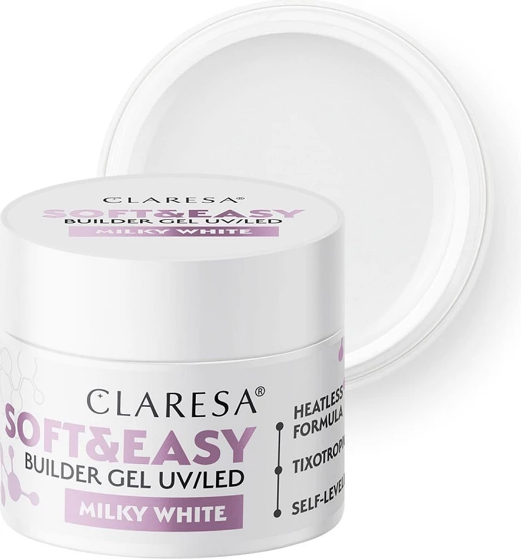 Xhel ndërtues për thonj Claresa Soft&Easy Builder Gel për femra Milky White 12g