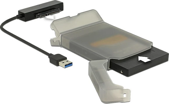 Adapter USB-A në SATA DeLOCK 62742, për HDD/SSD 2.5", 6 Gbit/s, 0.15 m, zi/gri