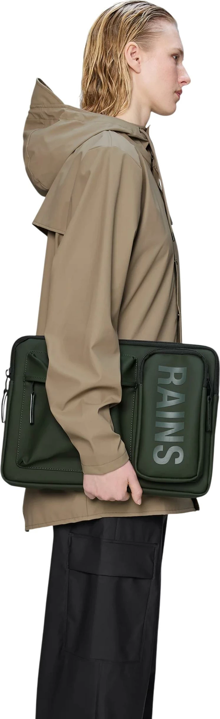 Çantë laptopi për meshkuj Rains Texe Laptop Case 15/16 W1, jeshile ulliri