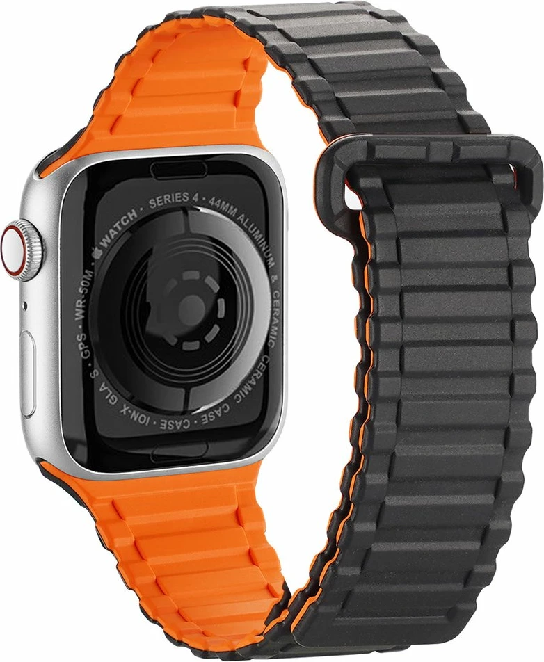Rrip silikoni magnetik për Apple Watch Dux Ducis Armor, 38/40/41mm, zi-portokalli