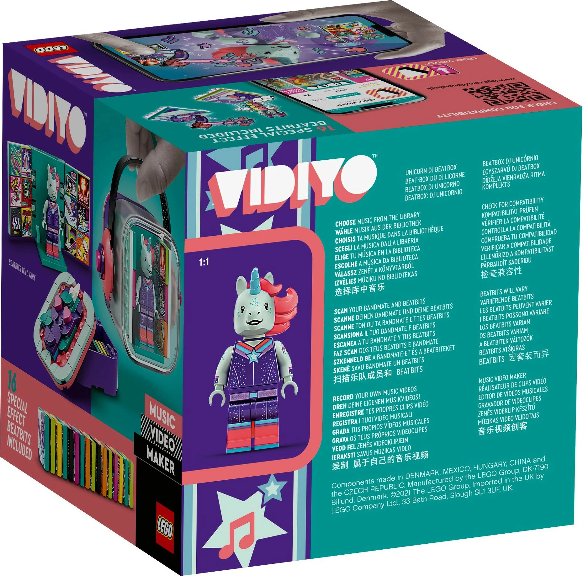 Set ndërtimi LEGO VIDIYO Unicorn DJ BeatBox, 84 pjesë, Multikolor