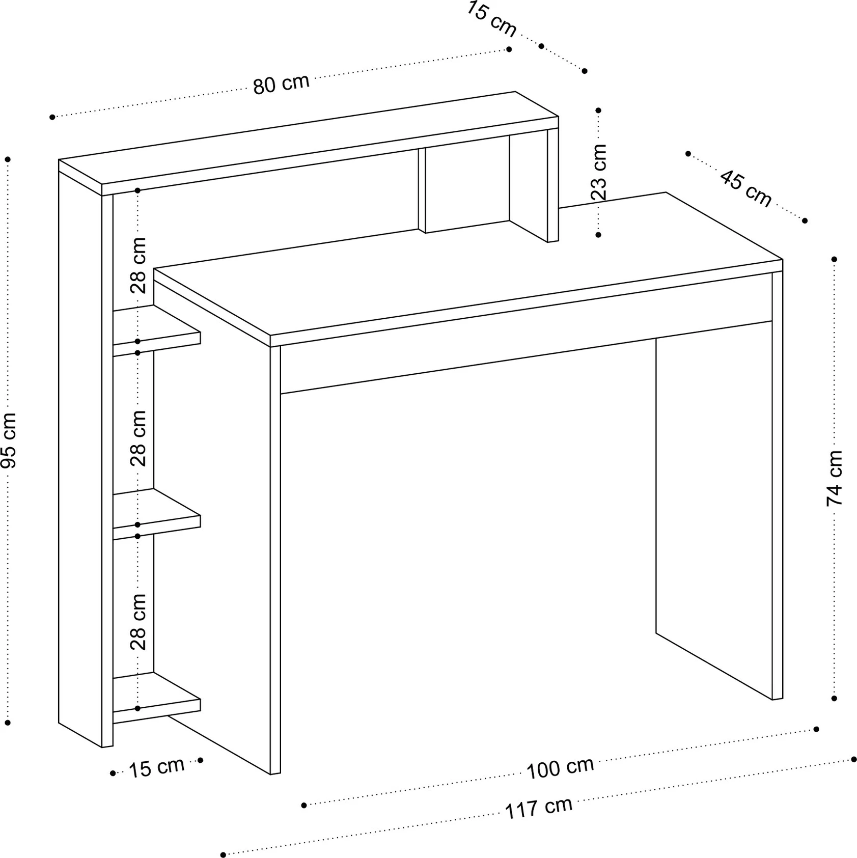 Tavolinë pune për studime, Hanah Home, Trella, e bardhë