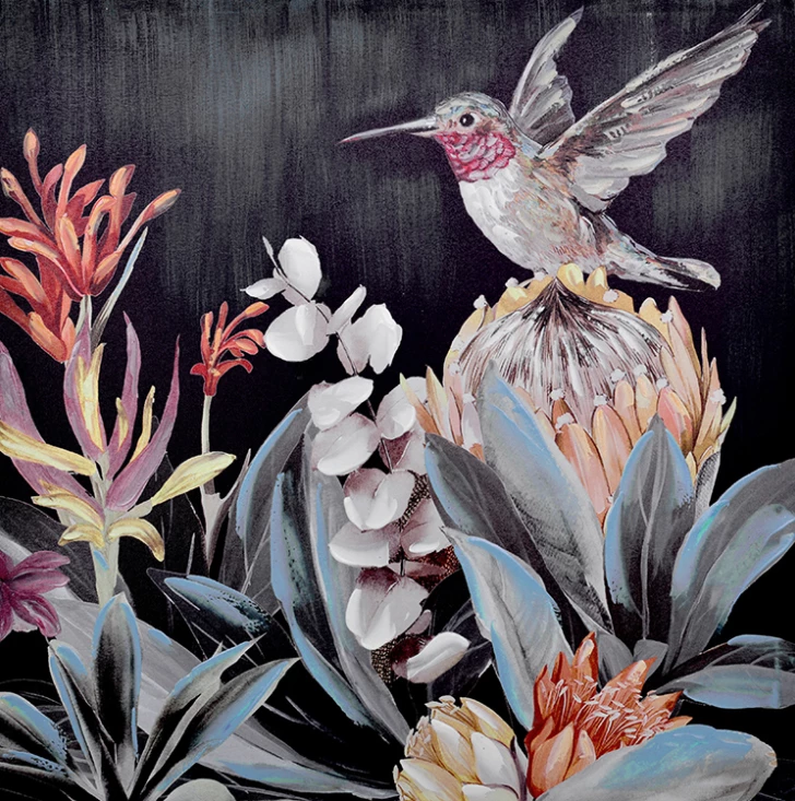 Pikturë dekorative PAMAI, kanavacë shumëngjyrëshe, 80x80x3cm, dru