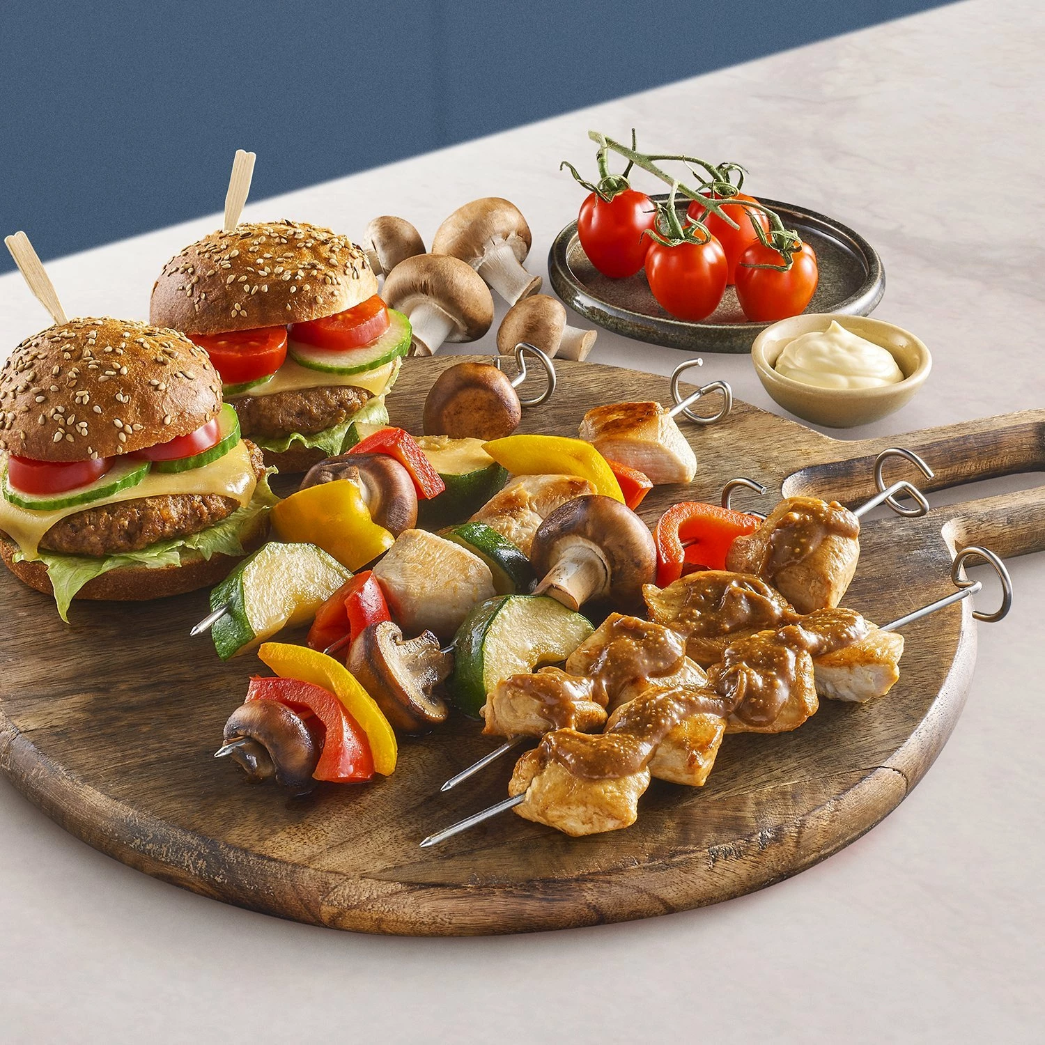 Set aksesorësh për Airfryer Philips HD9920/00, grilë dy-katëshe për 6.2/8.3/9 L, 5 shish + darë silikoni, argjendtë