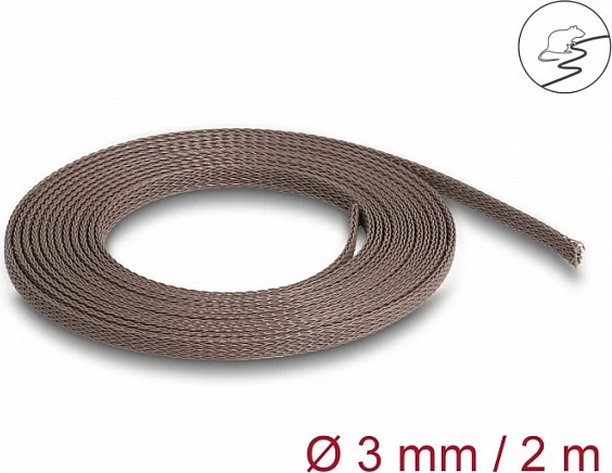 Mbështjellës i thurur për kabllo DeLOCK, 2 m, Ø 3 mm, rezistent ndaj brejtësve, kafe