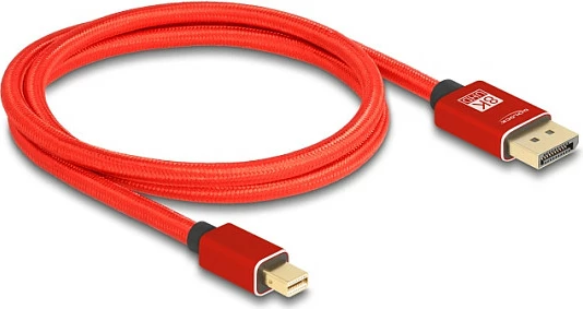 Kabllo Mini DisplayPort në DisplayPort DeLOCK, 8K 60Hz, 1m, DP 1.4, e kuqe