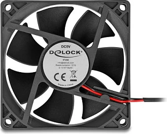 Ventilator kasë DeLOCK 80x80x25mm, 5V DC, 2-pin, i zi