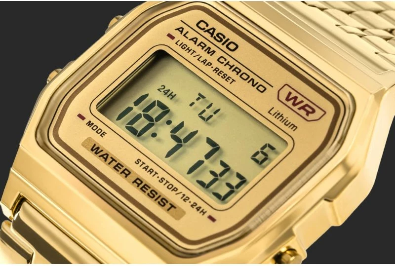 Orë dore digjitale CASIO Vintage A158WETG-9AEF, e artë, me kuti