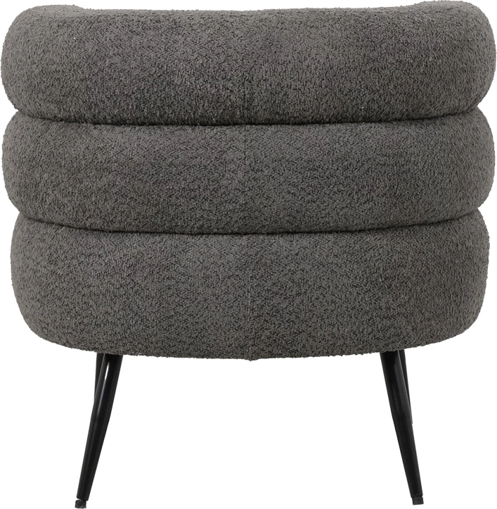 Karrige Foleja, pëlhurë boucle, ngjyrë gri e errët, këmbë metalike të zeza, 76x75x72cm