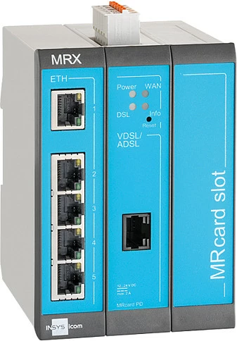 Ruter xDSL INSYS icom MRX3 DSL-B, 5x RJ-45 Fast Ethernet, Ethernet WAN, Blu/Grisë