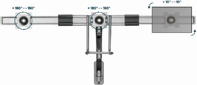 Mbajtës muri për 3 monitorë Gembird MA-WA3-01, 17-27 inç, i zi
