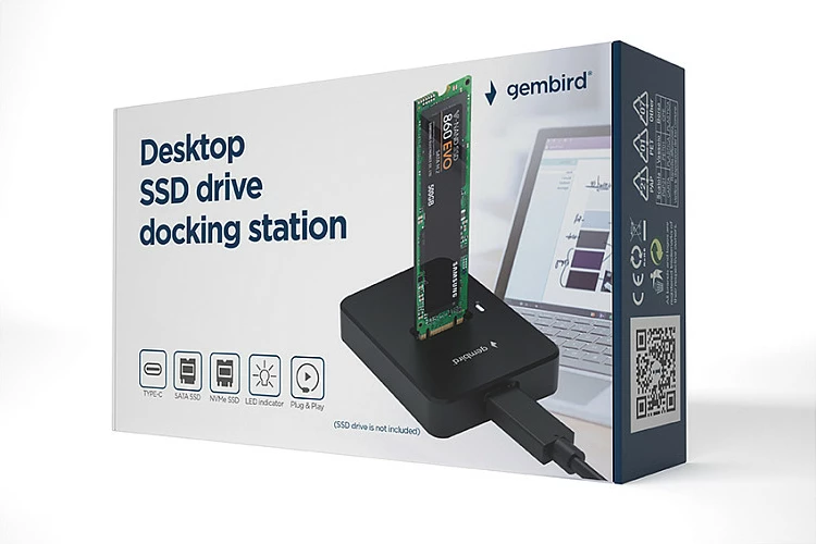 Dock për SSD M.2 Gembird RTL9210B, USB-C 10 Gbit/s, i zi