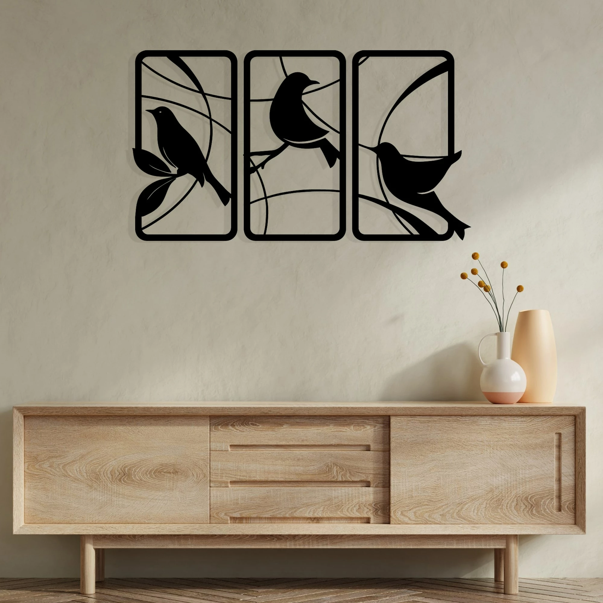Aksesor dekorativ metalik për mur, Wallity Sentimiento 337, ngjyrë e zezë, 120x68cm