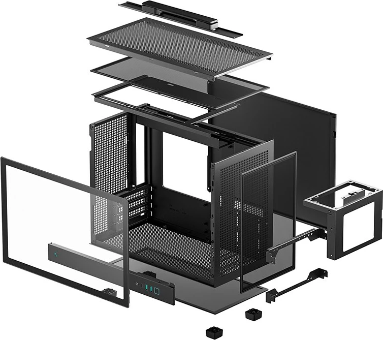 Kasë DeepCool CH160 PLUS Small Form Factor, xham i temperuar, e zezë