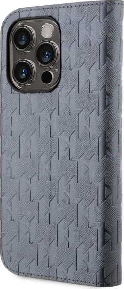 Mbështjellës Karl Lagerfeld KLBKP14LSAKLHPG për iPhone 14 Pro 6.1", Saffiano Monogram, argjendtë