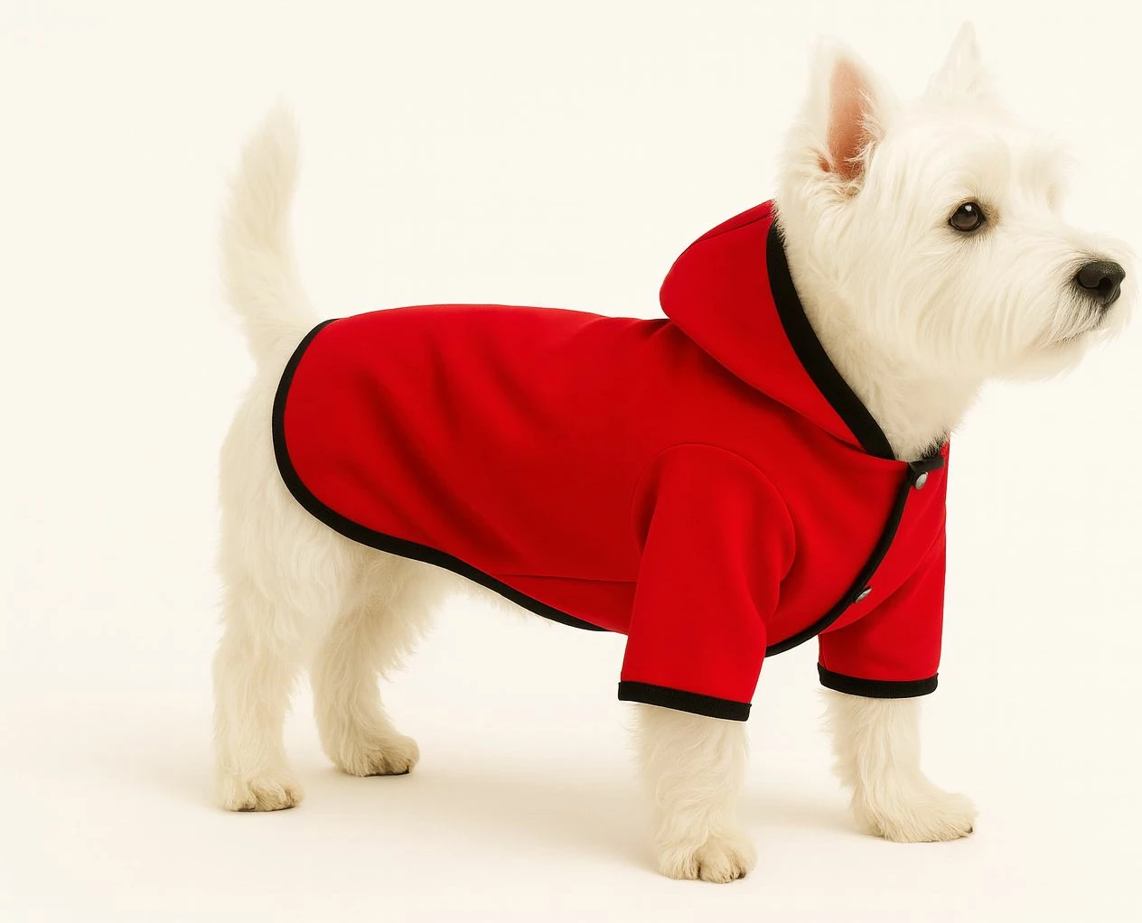 Bluze me kapuç për qen, e kuqe, Paws & Whiskers, Sofshellredraincoat