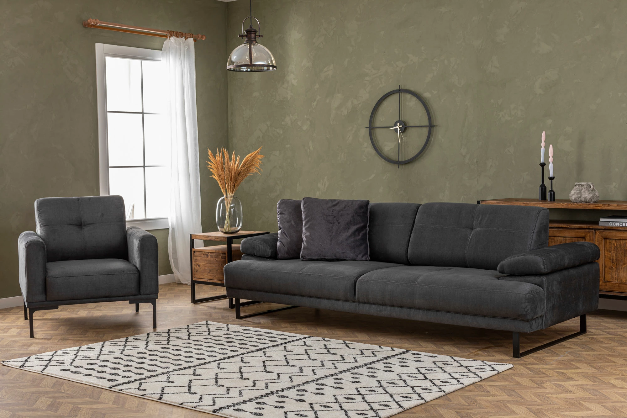 Divan-krevat 3 vendësh, Atelier del Sofa, Mustang, antracit