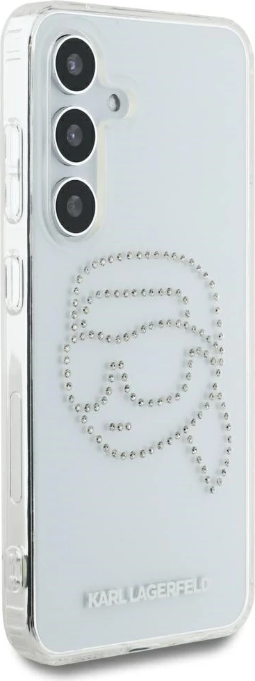 Mbështjellës Karl Lagerfeld Rhinestones Karl Head Logo për Samsung Galaxy S25, transparent