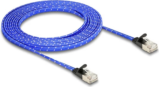 Kabllo rrjeti DeLOCK RJ45 Cat6A U/FTP, e sheshtë 3m, e thurur, blu