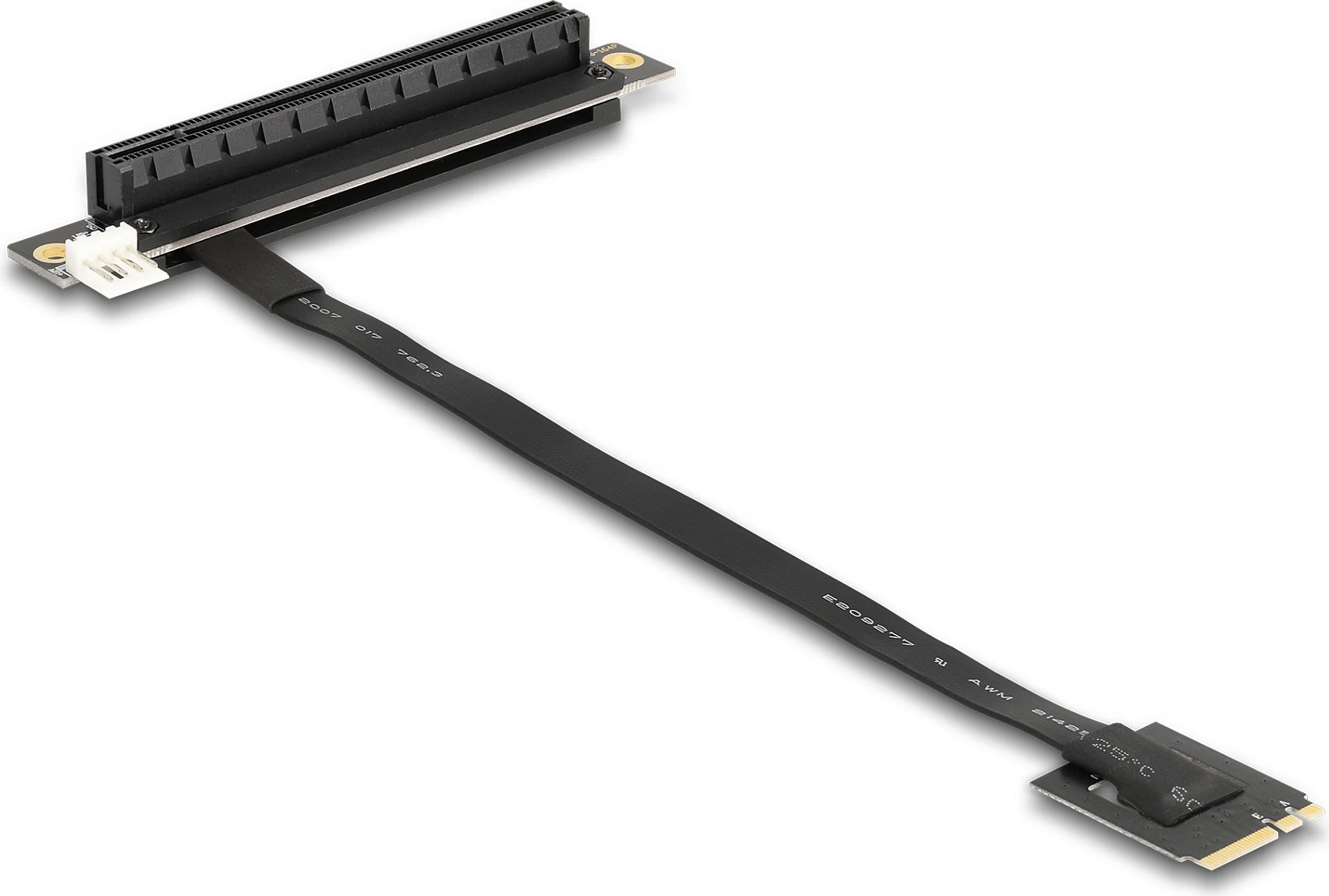 Adapter DeLOCK M.2 Key A+E në PCIe x16 NVMe, PCIe 4.0, kabllo 20 cm, këndor, i zi
