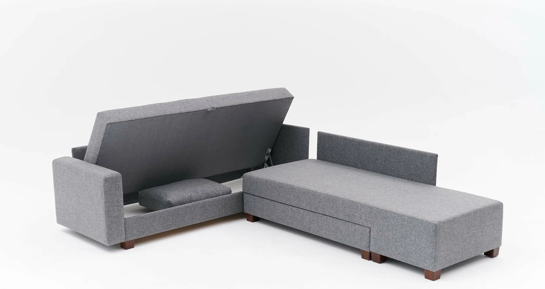 Kënd-sofë krevate Atelier del Sofa, Ali majtas, ngjyrë gri