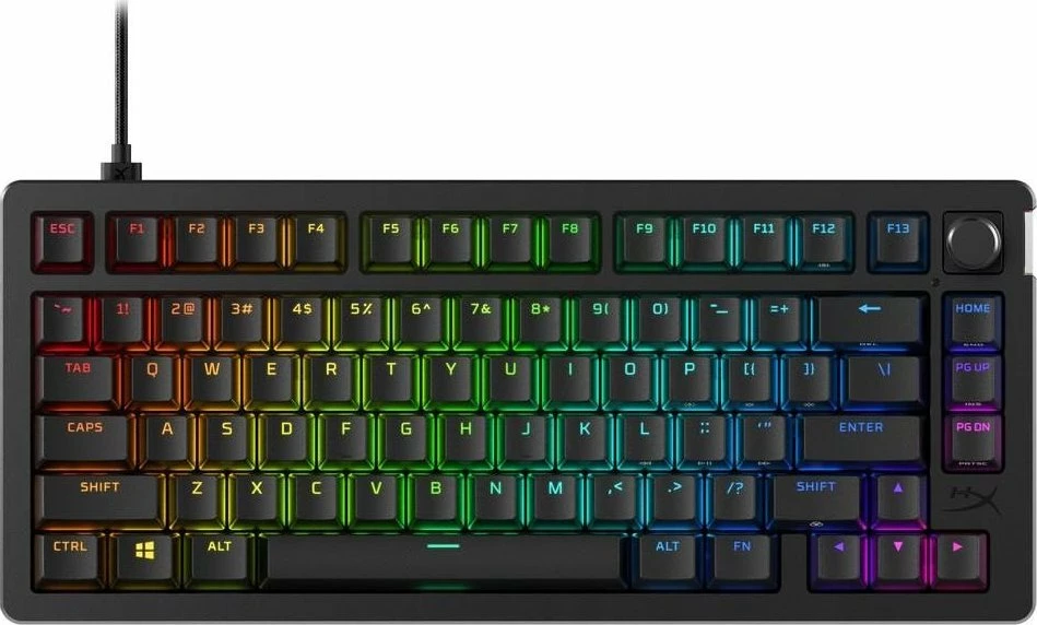 Tastierë mekanike gaming HyperX Alloy Rise 75 (7G7A4AA#ABA), HyperX3, 75%, RGB, USB, e zezë