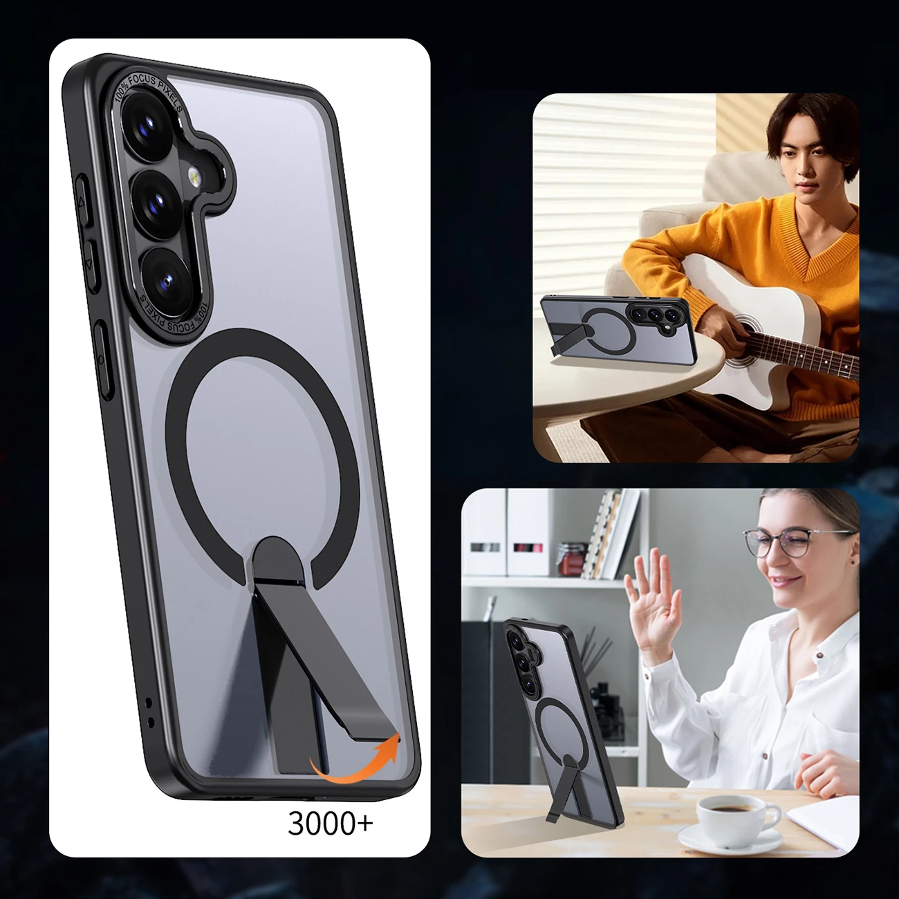 Mbështjellës Hurtel Hybrid Armor X për Samsung Galaxy A57, MagSafe, me mbajtëse 360°, i zi