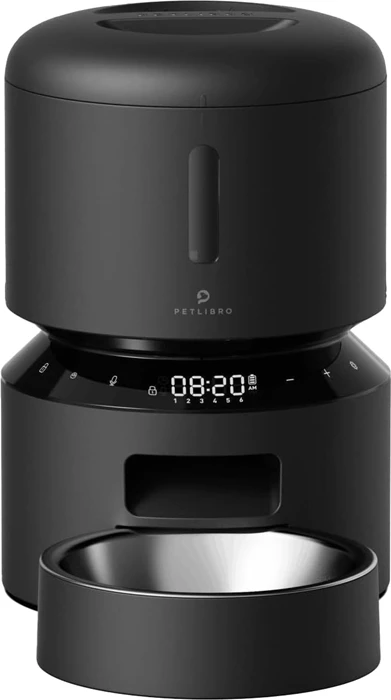 Dispenser automatik ushqimi për kafshë Petlibro Granary 3L, USB-C + bateri rezervë, mesazh zanor 10s, i zi
