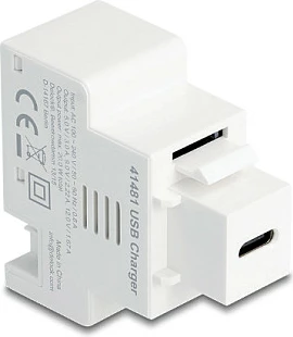 Modul keystone DeLOCK USB-C prizë karikimi PD 20W, i bardhë