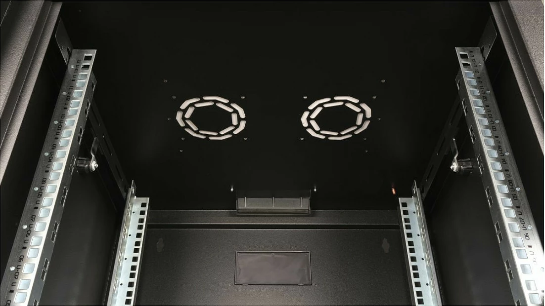 Kabinet rrjeti 19" EQUIP Pro Mount 12U 600x600, montim në mur, derë xhami e temperuar, mbyllje me çelës, i zi