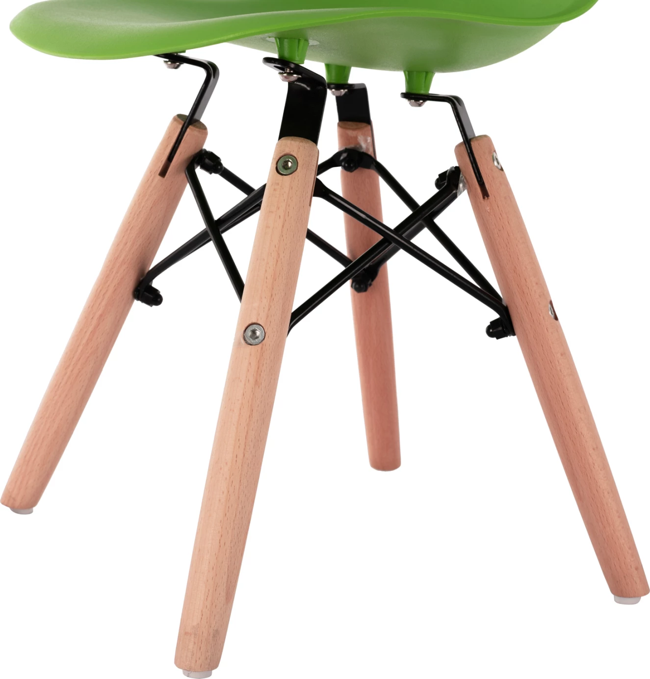 Karrige Twist për fëmijë FH8453.03 me këmbë druri & ulëse të gjelbër 30,5x33x59 cm, set prej 4 copë