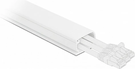 Kanal për kabllo DeLOCK 57 x 28 mm, 1 m, PVC, vetë-ngjitës me kapak, i bardhë