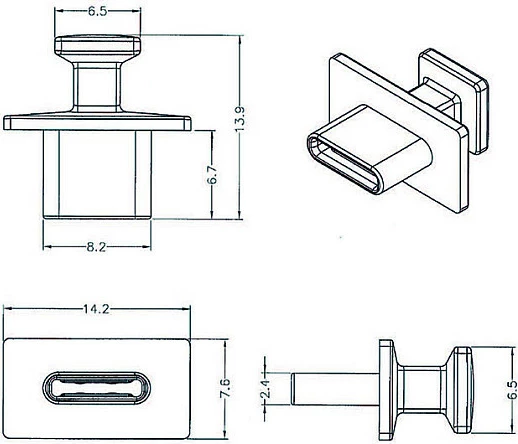 Kapak pluhuri për USB-C DeLOCK 64015, 10 copë, i zi