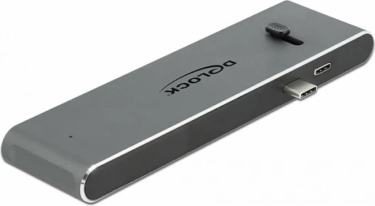 Docking station DeLOCK Dual USB-C, HDMI, USB 3.2, SD/MicroSD, PD 3.0, 4K, metal, gri