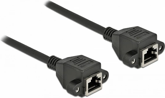 Kabllo zgjatëse rrjeti DeLOCK Cat6a S/FTP, RJ45 femër-femër, 0.25 m, e zezë