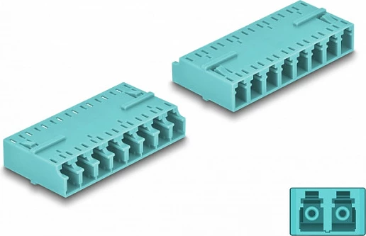 Kupler fibër optike DeLOCK LC Octuplex LC/LC, HD, 16 konektorë, aqua